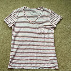 Universal Thread Beige Striped Monterey V-neck T-Shirt - XS - EUC - 100% Cotton